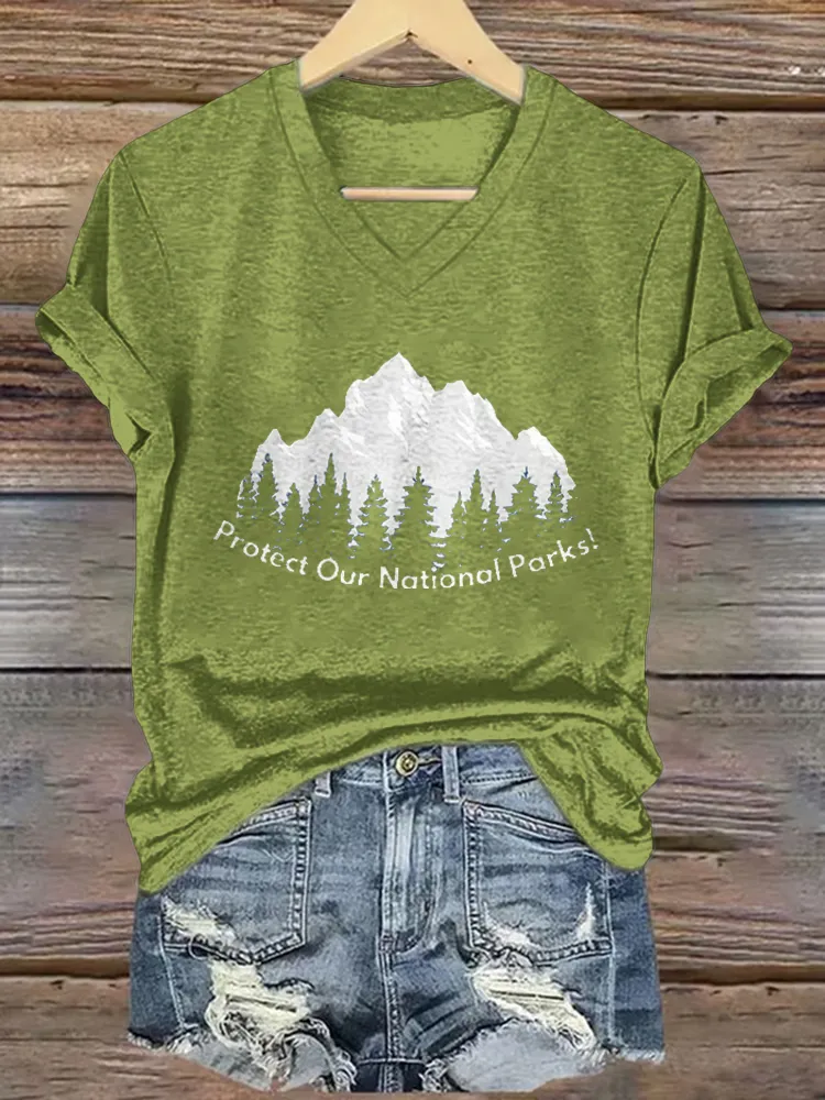 Women'S Protect Our National Parks! V-Neck T-Shirt
