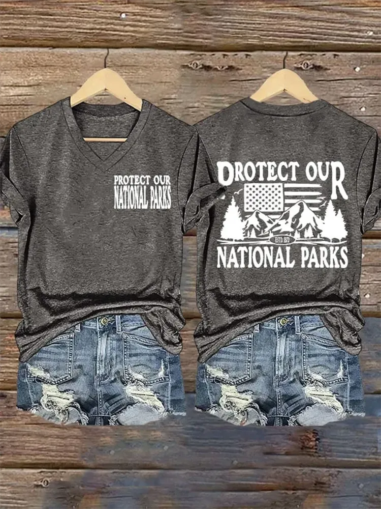 Woman'S Protect Our National Parks V-Neck Short-Sleeve T-Shirt