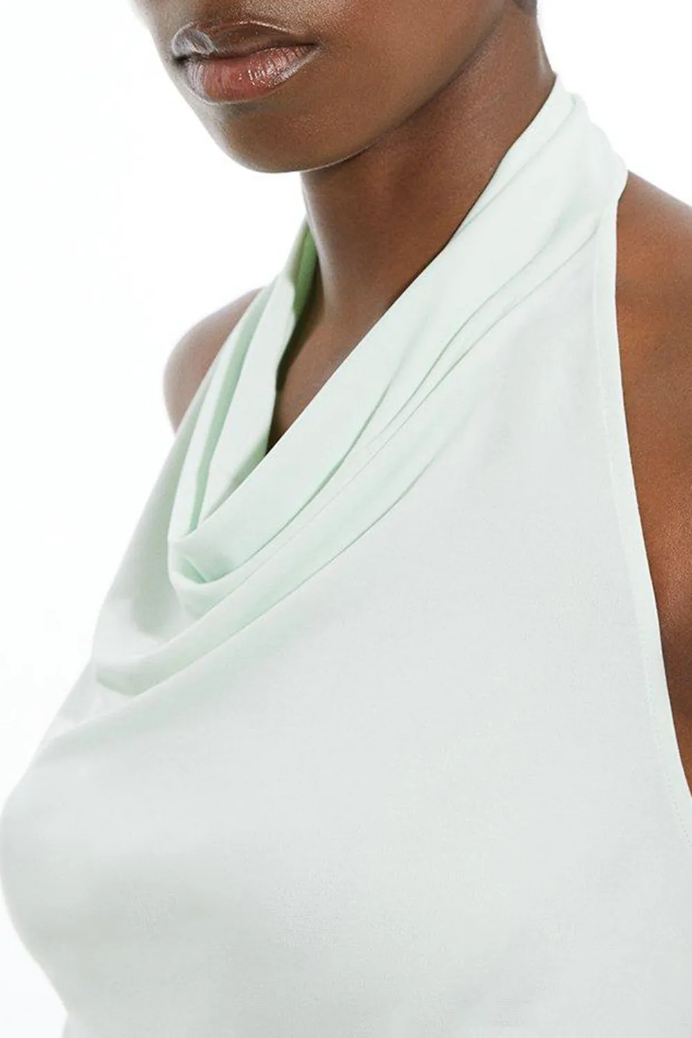 Jersey Knit Mix Halter Neck Top