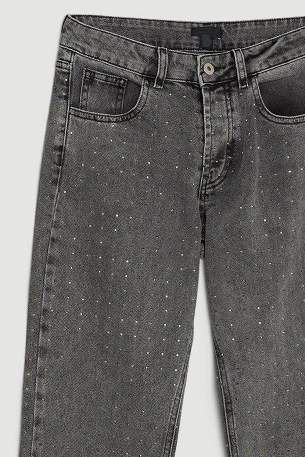 High Rise Slim Leg Embellished Jeans
