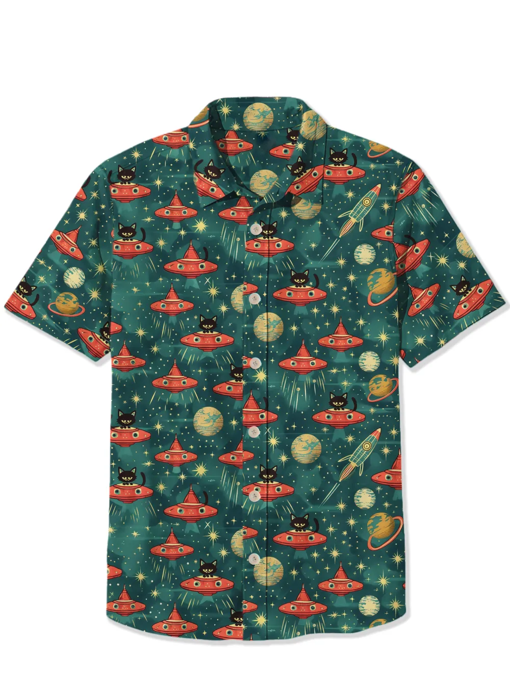 Astronaut Cat Planet UFO Shirt