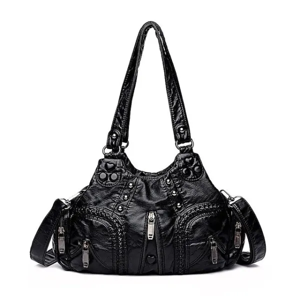 Women's Shoulder Bag Waterproof Shoulder Strap Tote PU Leather Daily Date Rivet Solid Color Black Brown