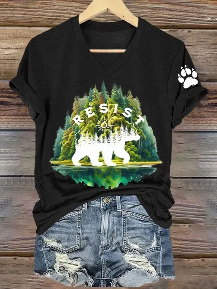 Women'S National Parks Explore, Protect, Preserve Print V-Neck T-Shirt