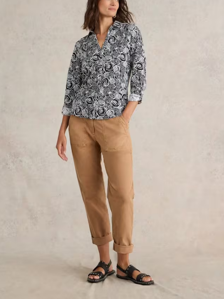 Long-Sleeved Art Graphic Cotton Shirt