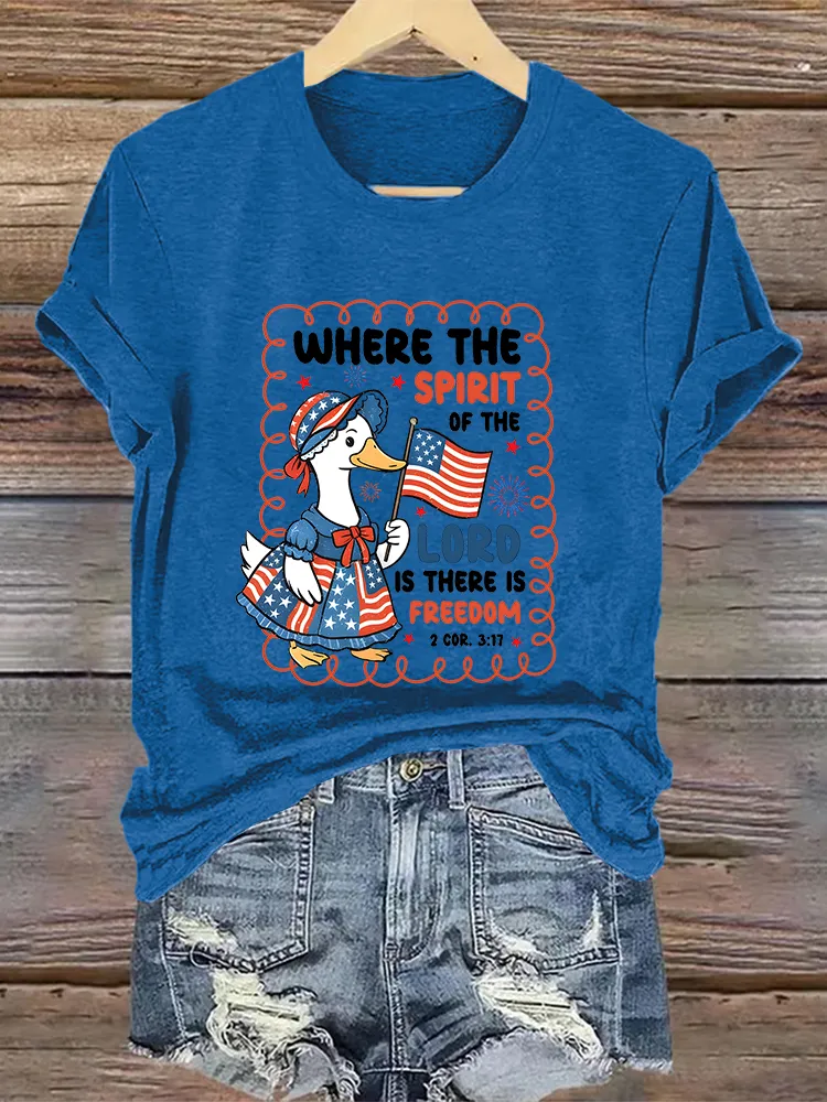 Woman'S Where The Spirit Of The Lord Is There Is Freedom Crew Neck Short Sleeve T-Shirt