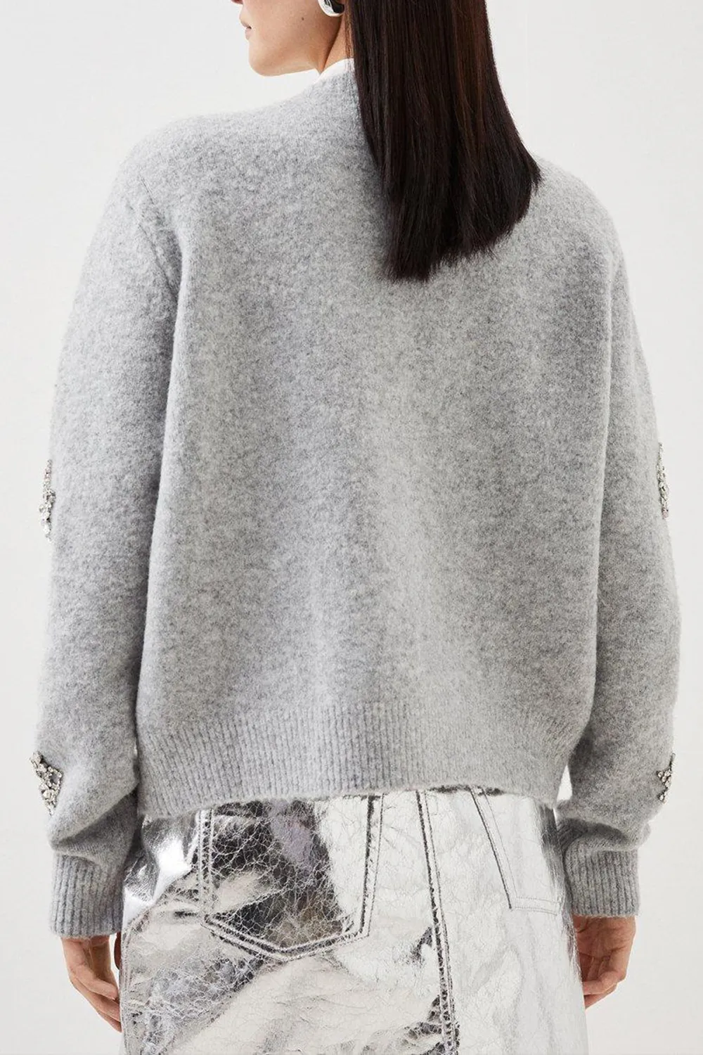 Wool Blend Embellished Cosy Knit Cardigan