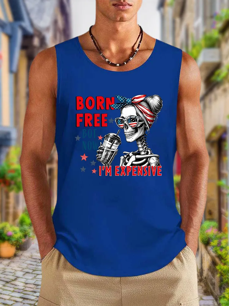 Men'S Born Free Bot Now I'M Expensive Round-Necked Sleeveless Vest