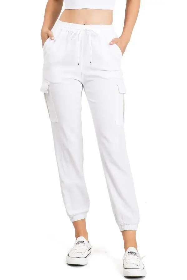 Tan Drawstring Cargo Jogger Pants