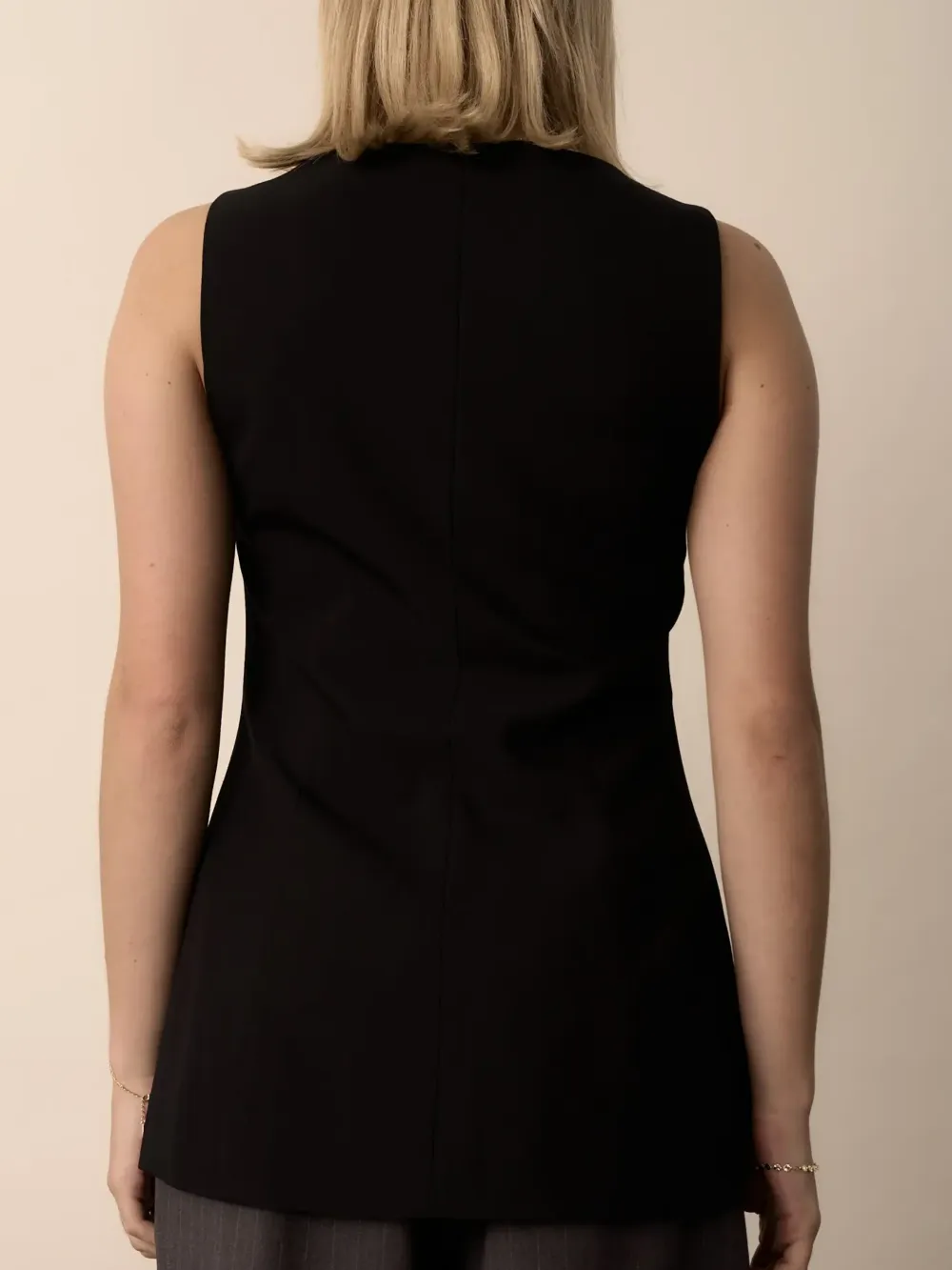 Black The Button Front Vest