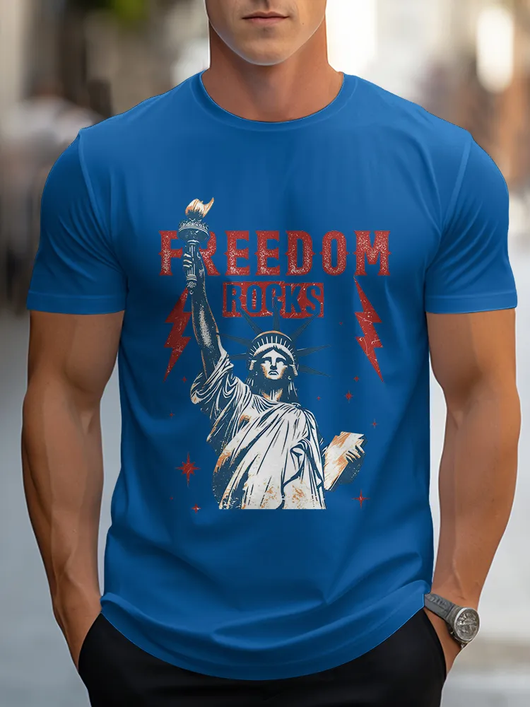 Man'S Freedom Rocks Round-Neck Short-Sleeved T-Shirt