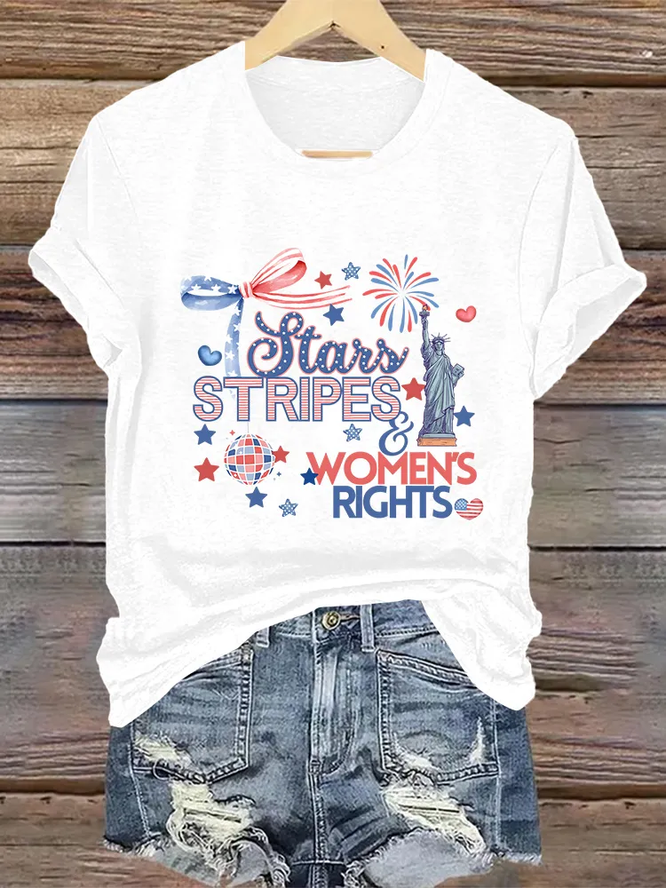 Woman'S Stars Stripes Women'S Rights Crew Neck Short Sleeve T-Shirt