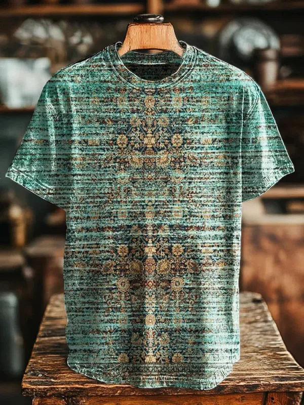 Unisex Vintage Ethnic Totem Printed Casual Loose T-Shirt