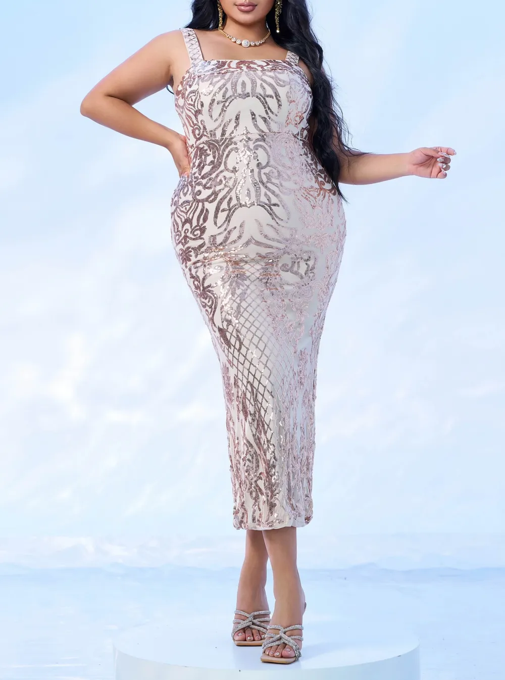 Square Neck Split Cocktail Dress