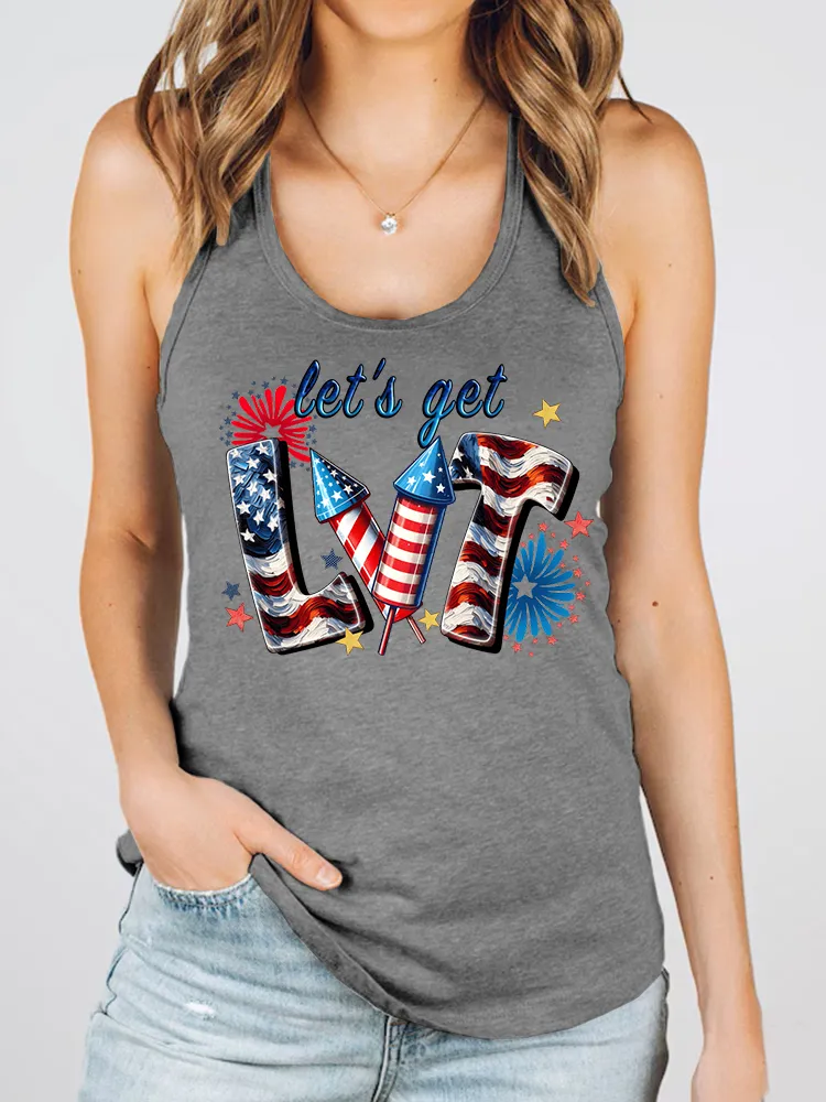 Women'S Let'S Get Lvt Print Round-Necked Sleeveless Vest