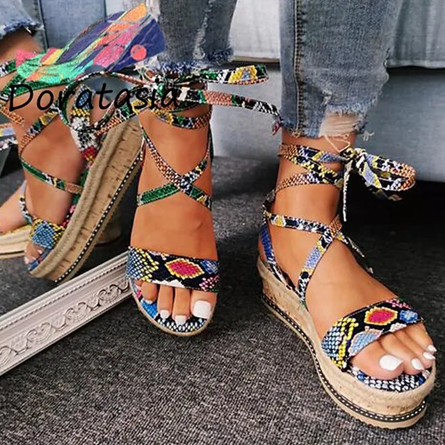 Women's Sandals Comfort Shoes Platform Sandals Outdoor Daily Walking Summer Platform Open Toe Sexy Casual PU Leather Microfiber Loafer Color Block Black Green Khaki