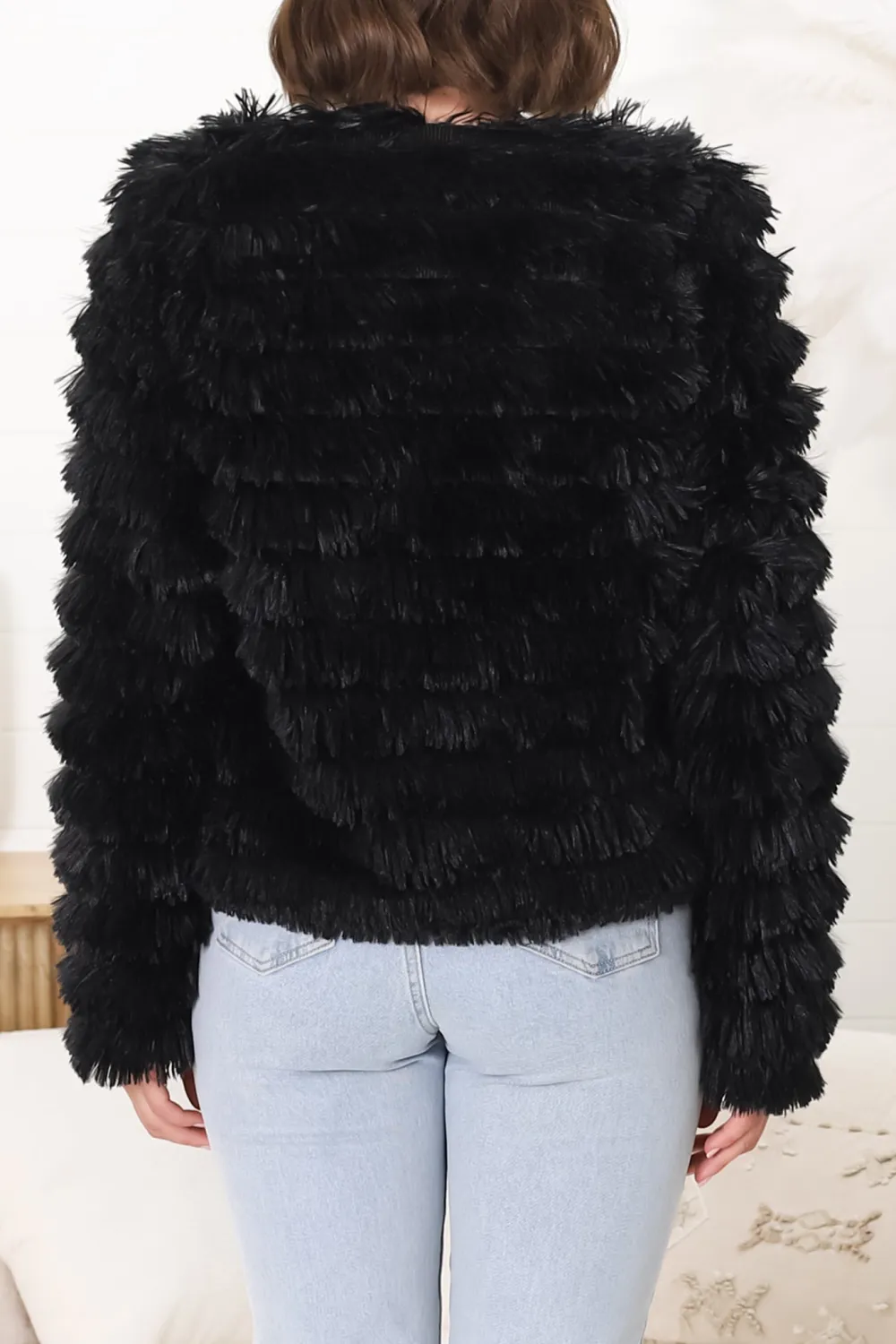 Black Fuzzy Short Style Jacket