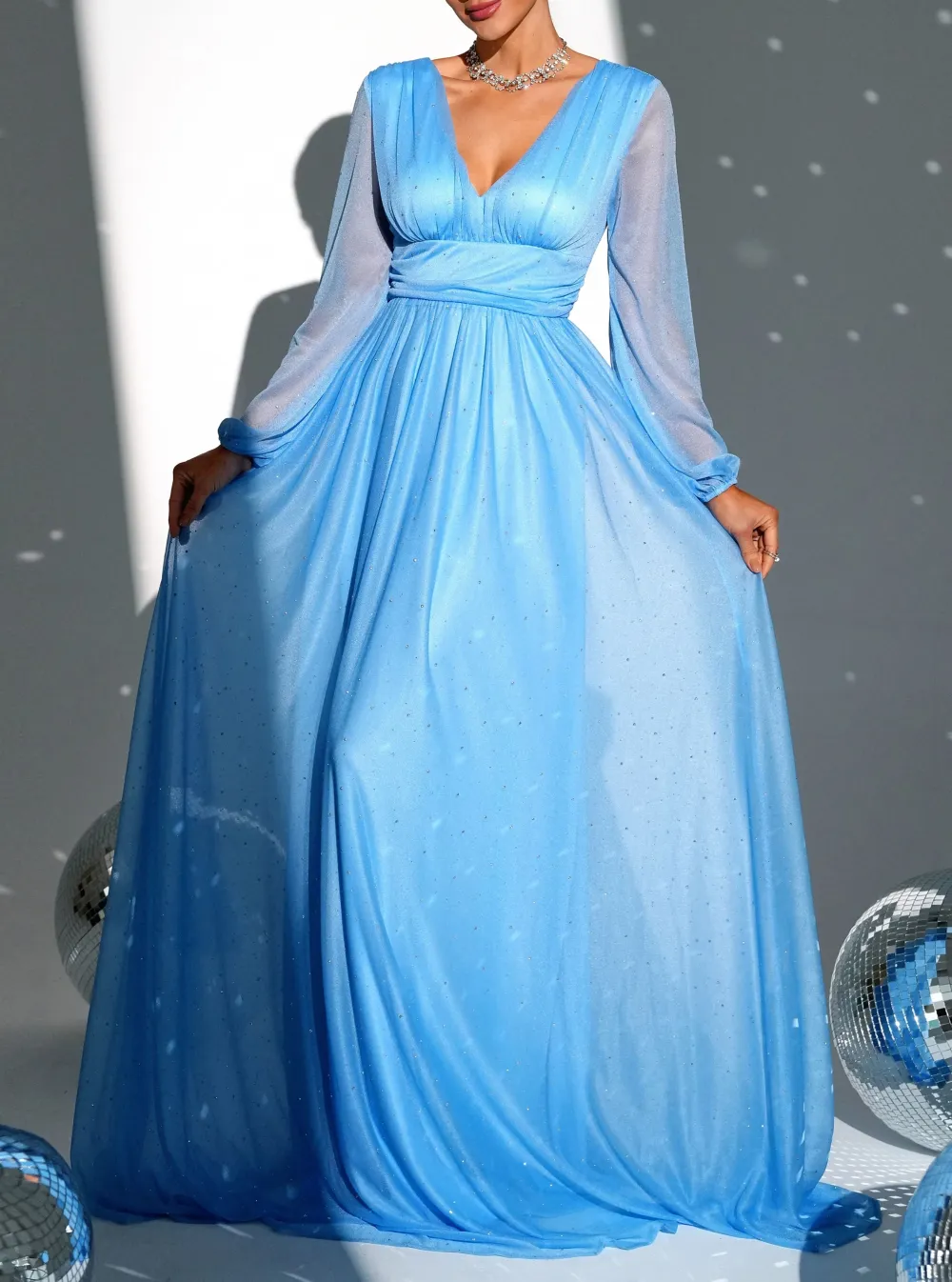 Mesh High Waist Bridesmaid Dress