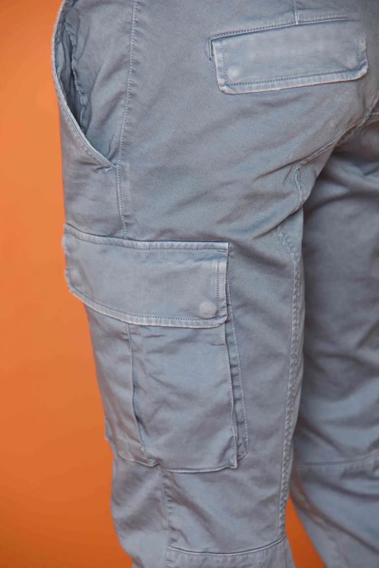 Men's Dark Light blue Stretch Cotton Slim Fit Large Pocket Overalls