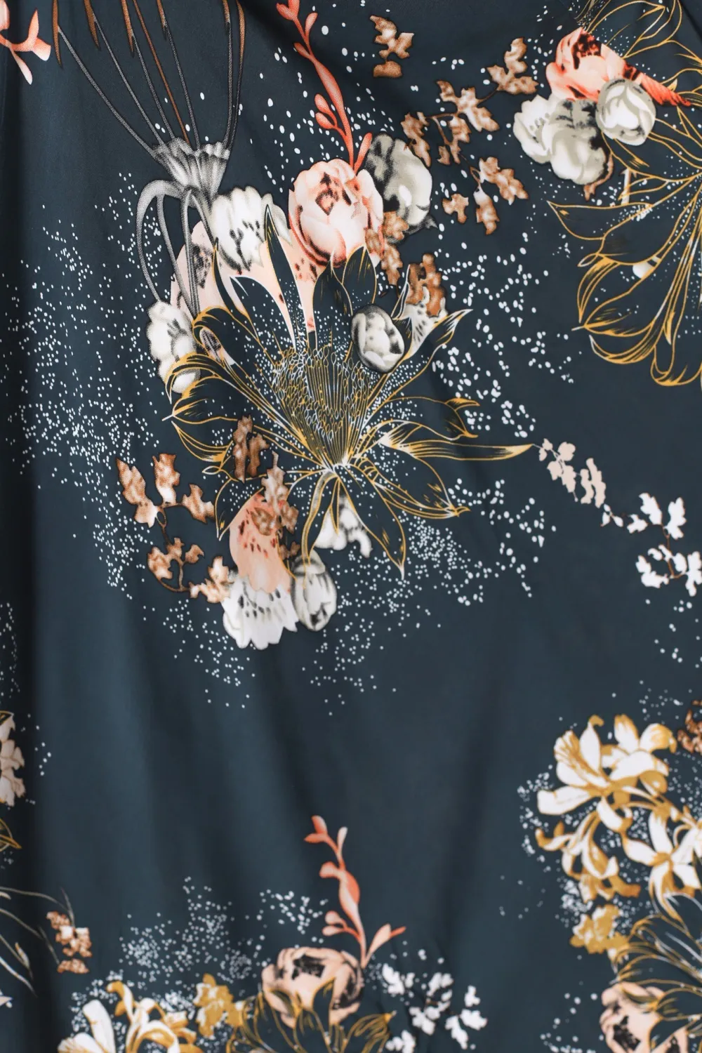 Navy Blue Floral Print Loose Fit Blouse