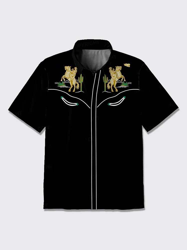 Cowboy Riding Button Up Shirt