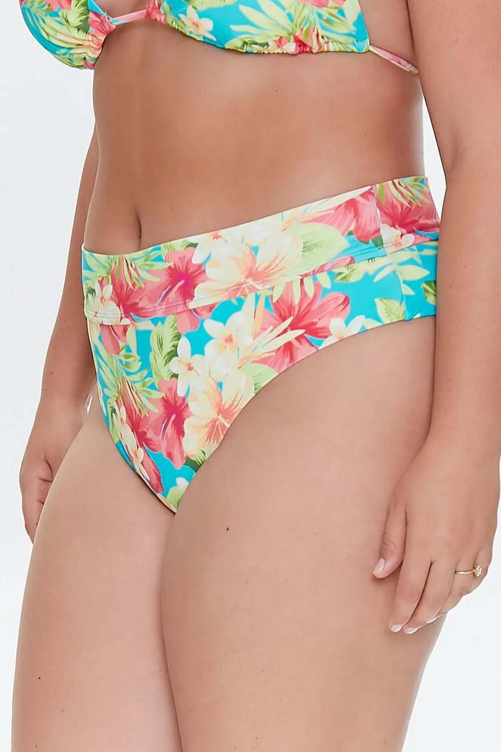 Plus Size Tropical Print Bikini Bottoms