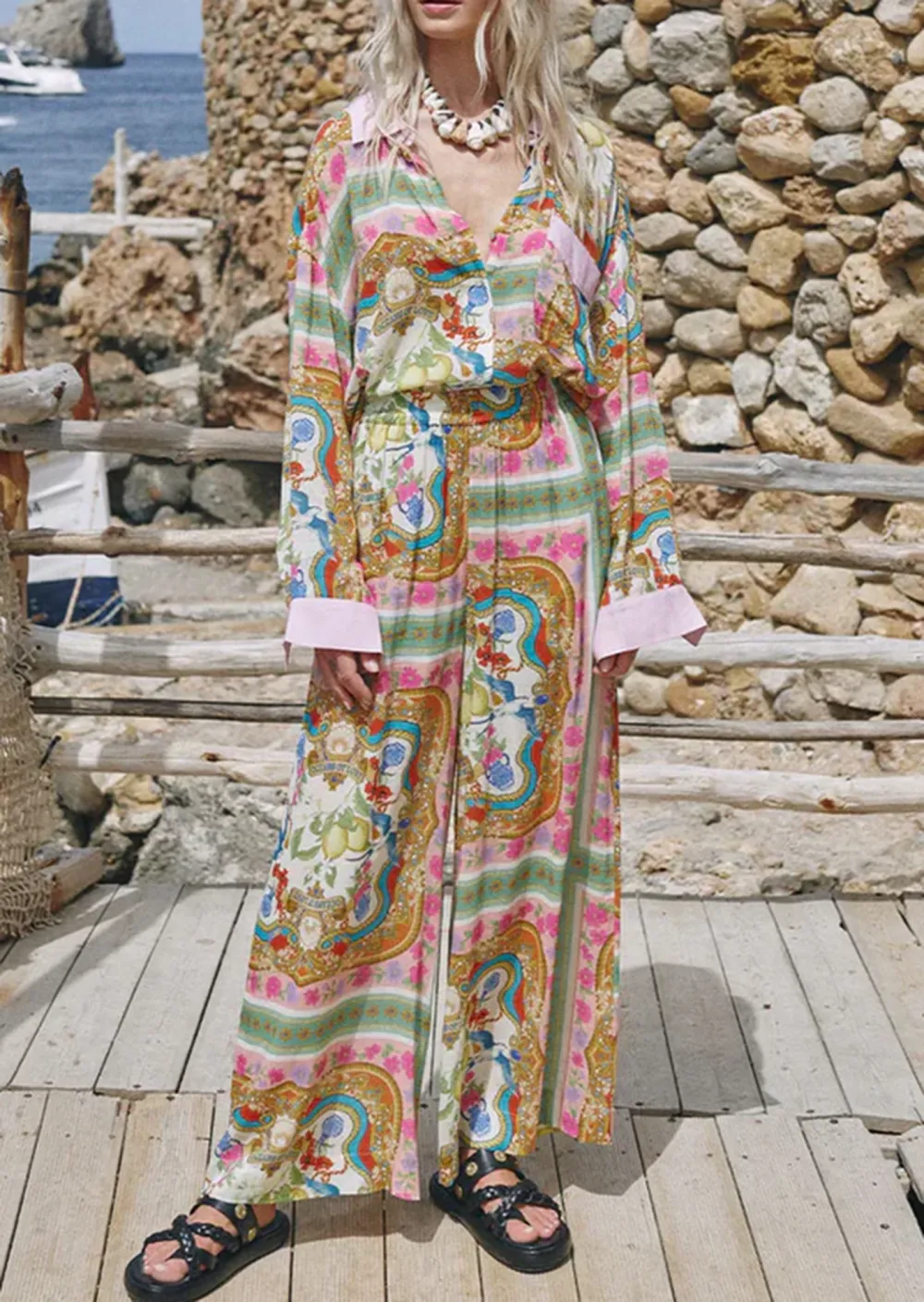 Colorful Patterned Loose Pajama Pants