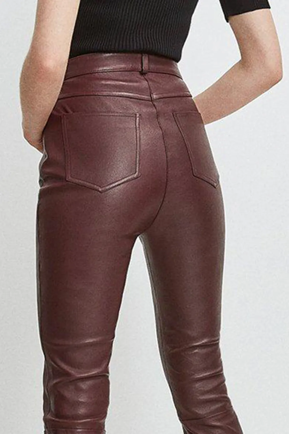 Regular Stretch Leather Five Pocket Trouser