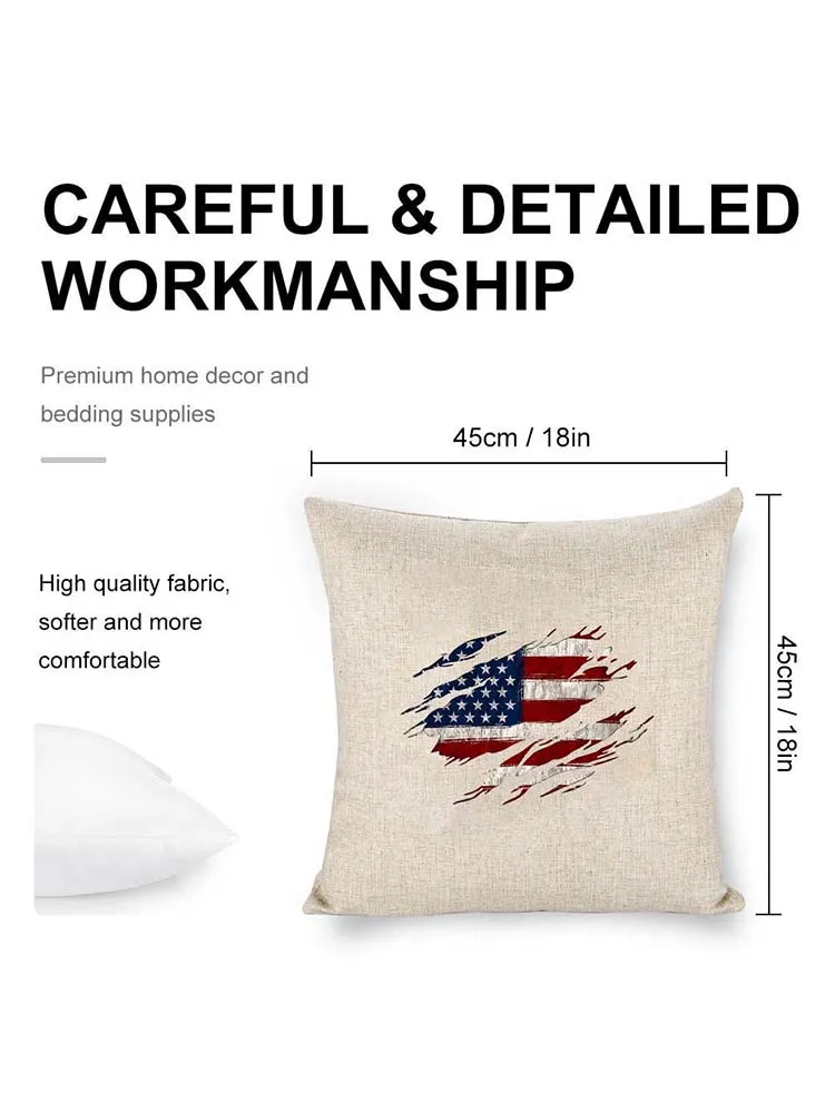 Linen Throw Pillow With National Flag Print Throw Pillow