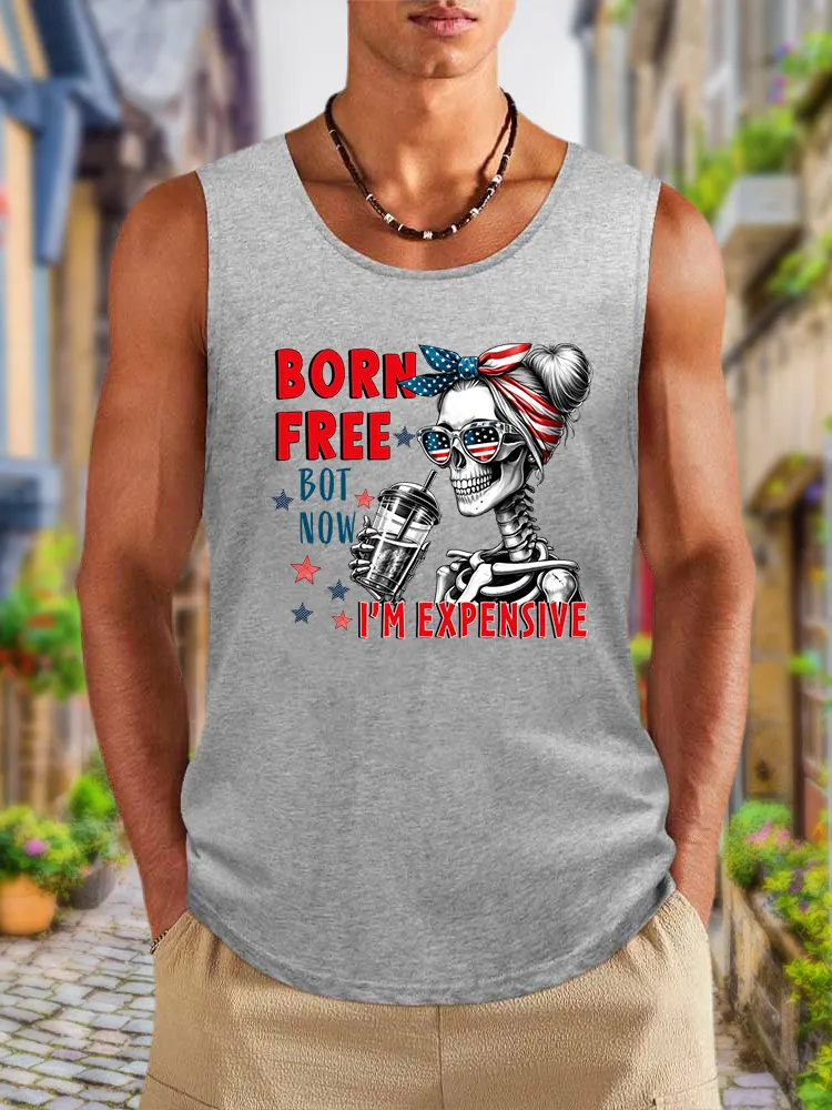 Men'S Born Free Bot Now I'M Expensive Round-Necked Sleeveless Vest