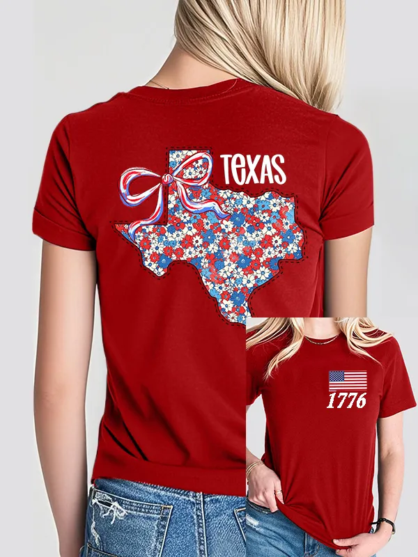 Woman'S 1776 Texas Print Short-Sleeved T-Shirt