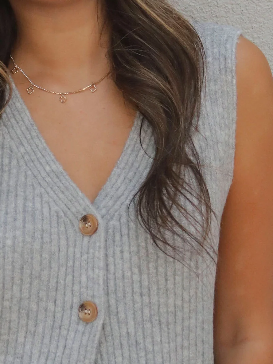 Buttoned Sleeveless Knit Vest