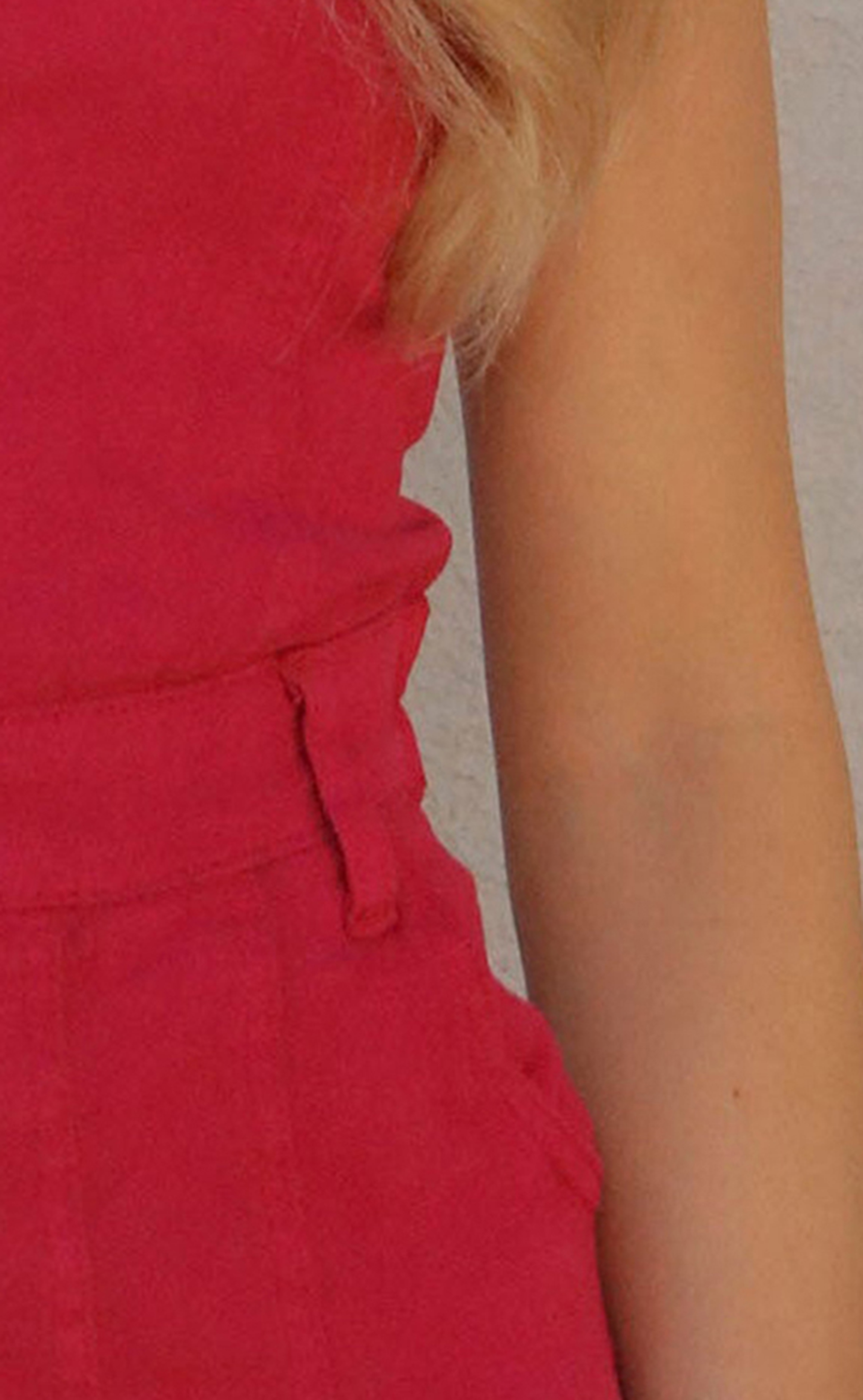 Red Strapless Pleated Mini Dress