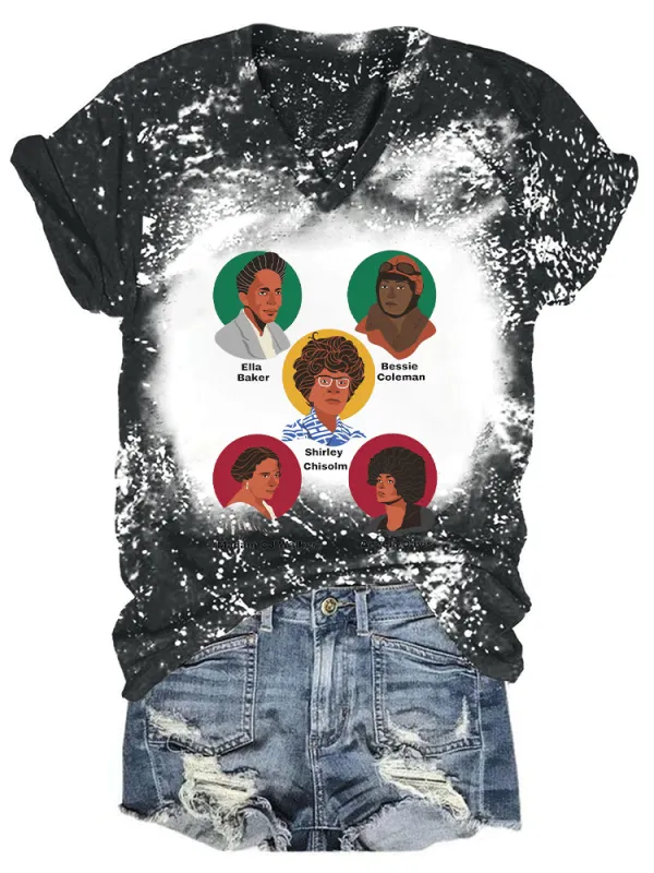 Women'S Ella Baker Bessie Coleman Shirley Chisolm Madam Cj Walker Angela Davis V-Neck T-Shirt