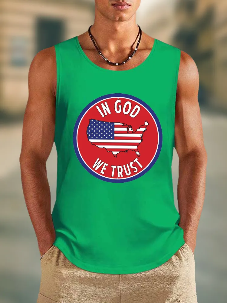 Men'S In God We Trust Round-Necked Sleeveless Vest