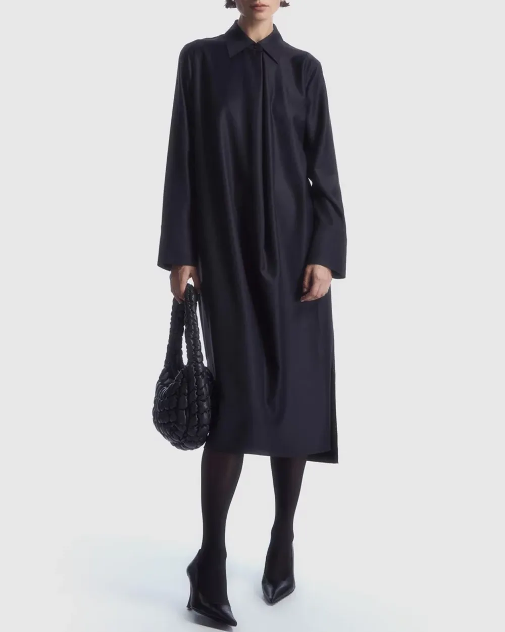 Wool Midi Shirt Dress