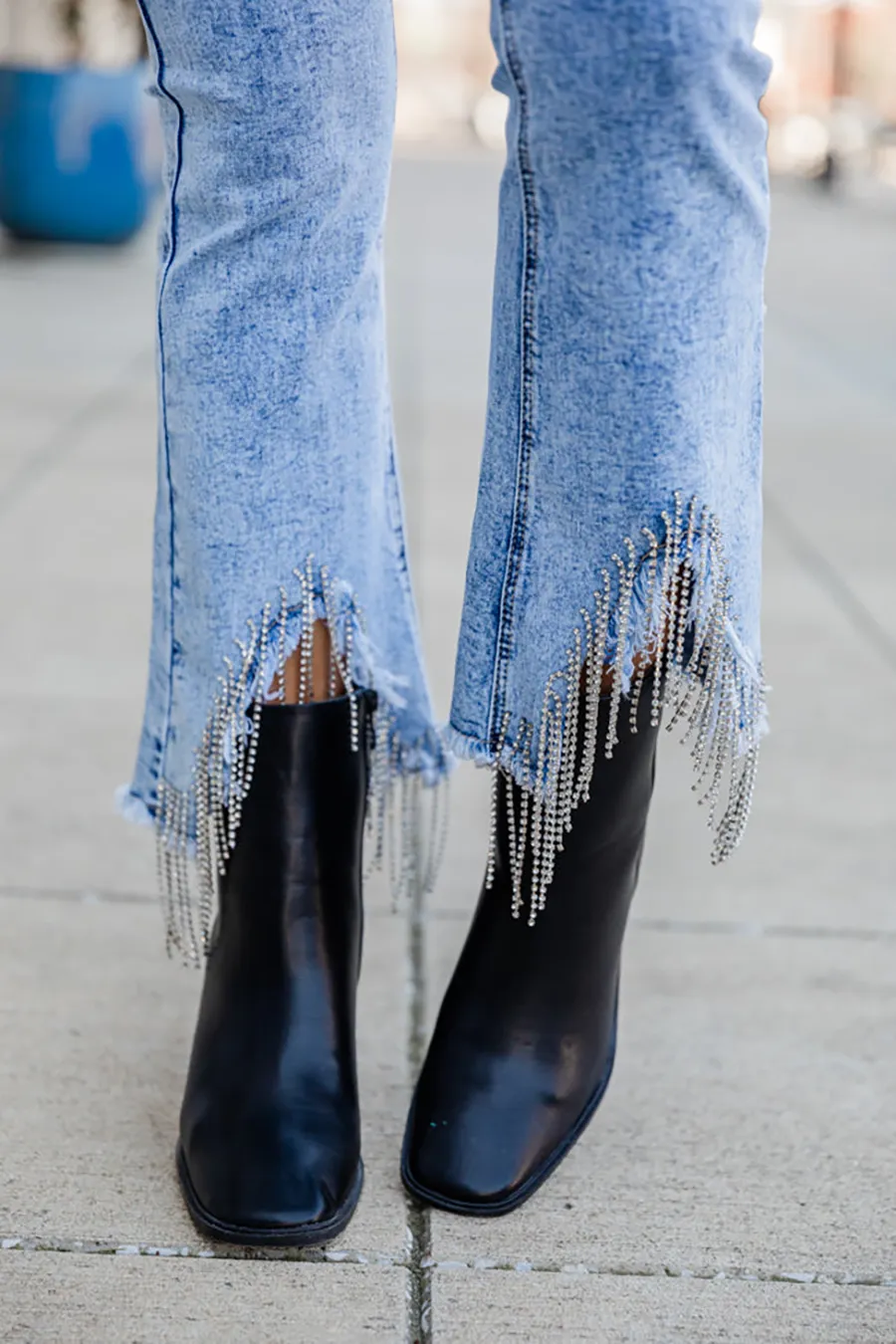 Diamond Fringe Flare Jeans