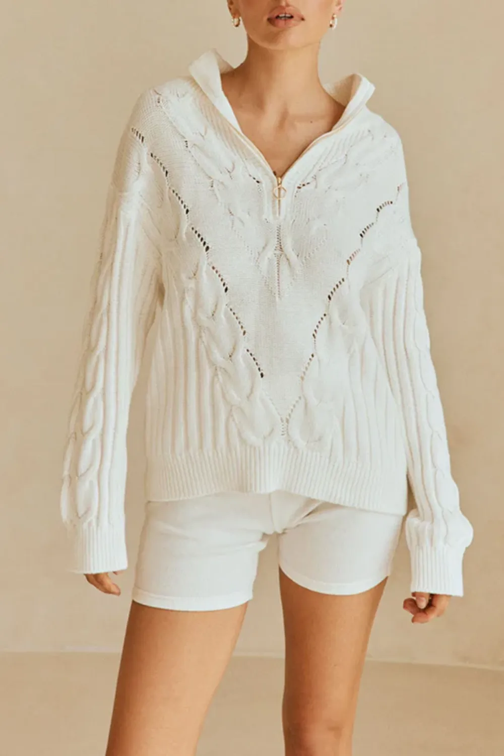 Cable Knit Hooded Sweater
