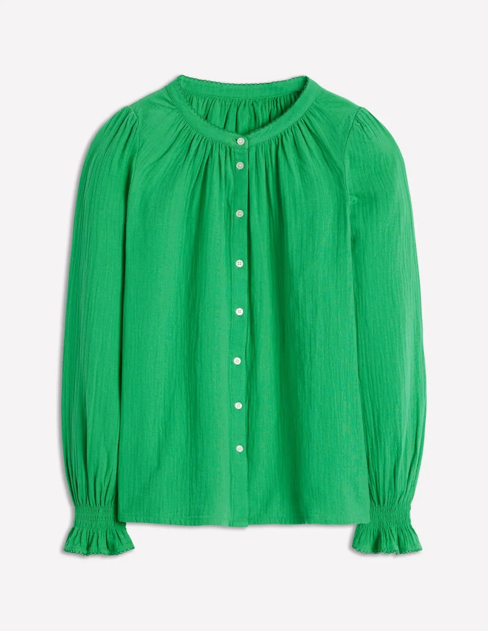 Emerald Green Puff - Sleeve Button - Up