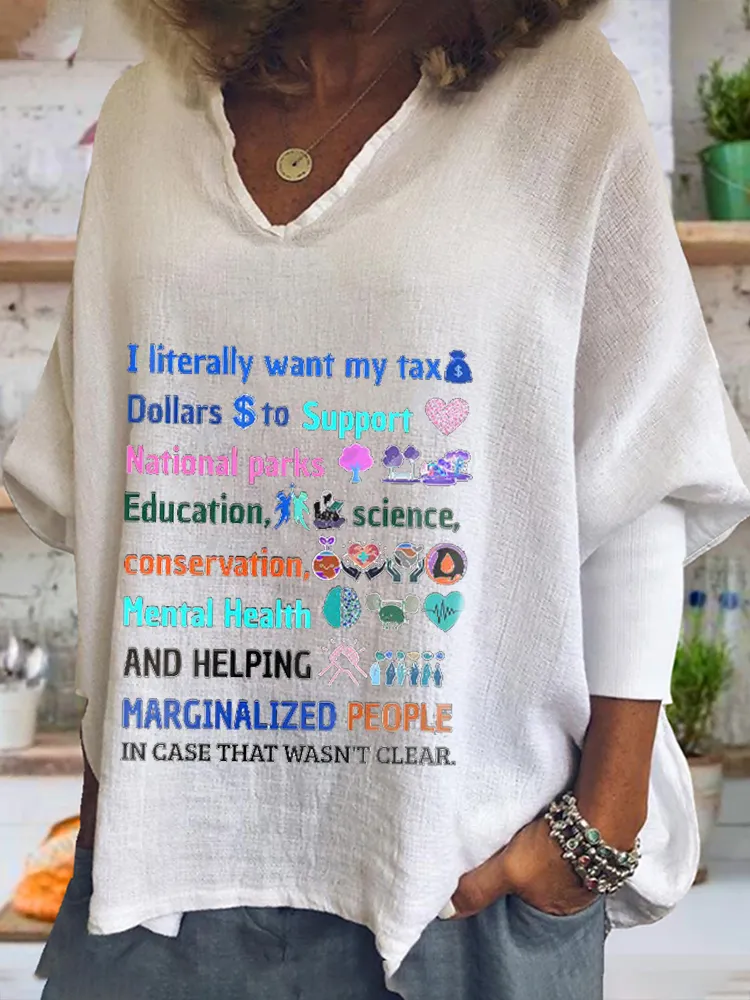 Women'S  I Literally Want My Tax V-Neck Short-Sleeved T-Shirt