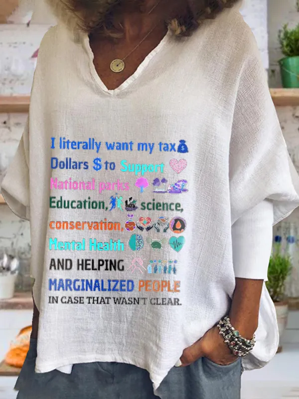 Women'S  I Literally Want My Tax V-Neck Short-Sleeved T-Shirt