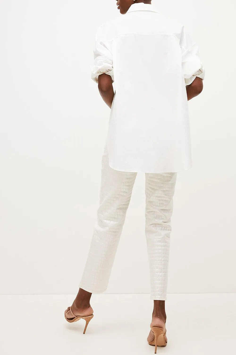 Mid Rise Straight Leg Croc Coated Trouser