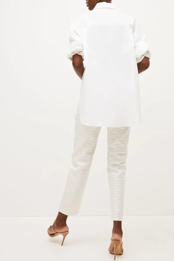 Mid Rise Straight Leg Croc Coated Trouser