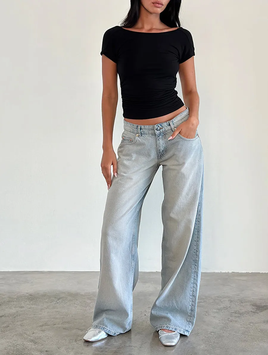Sand Bleach Extreme Roomy Extra Wide Low Rise Jeans
