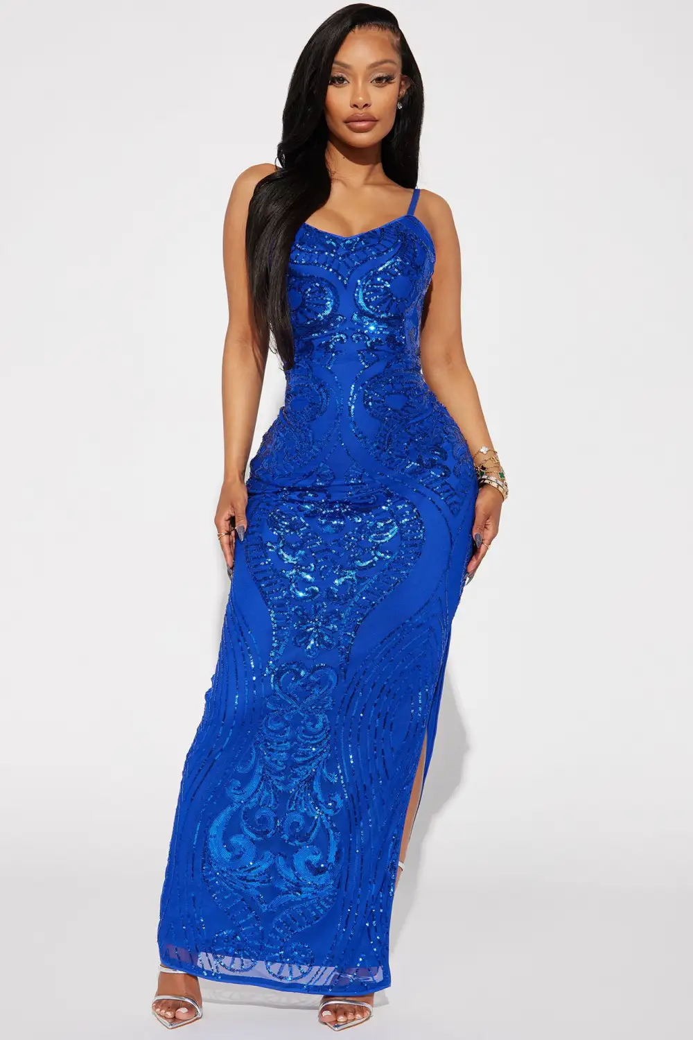 Rule The Night Sequin Maxi Dress - Royal