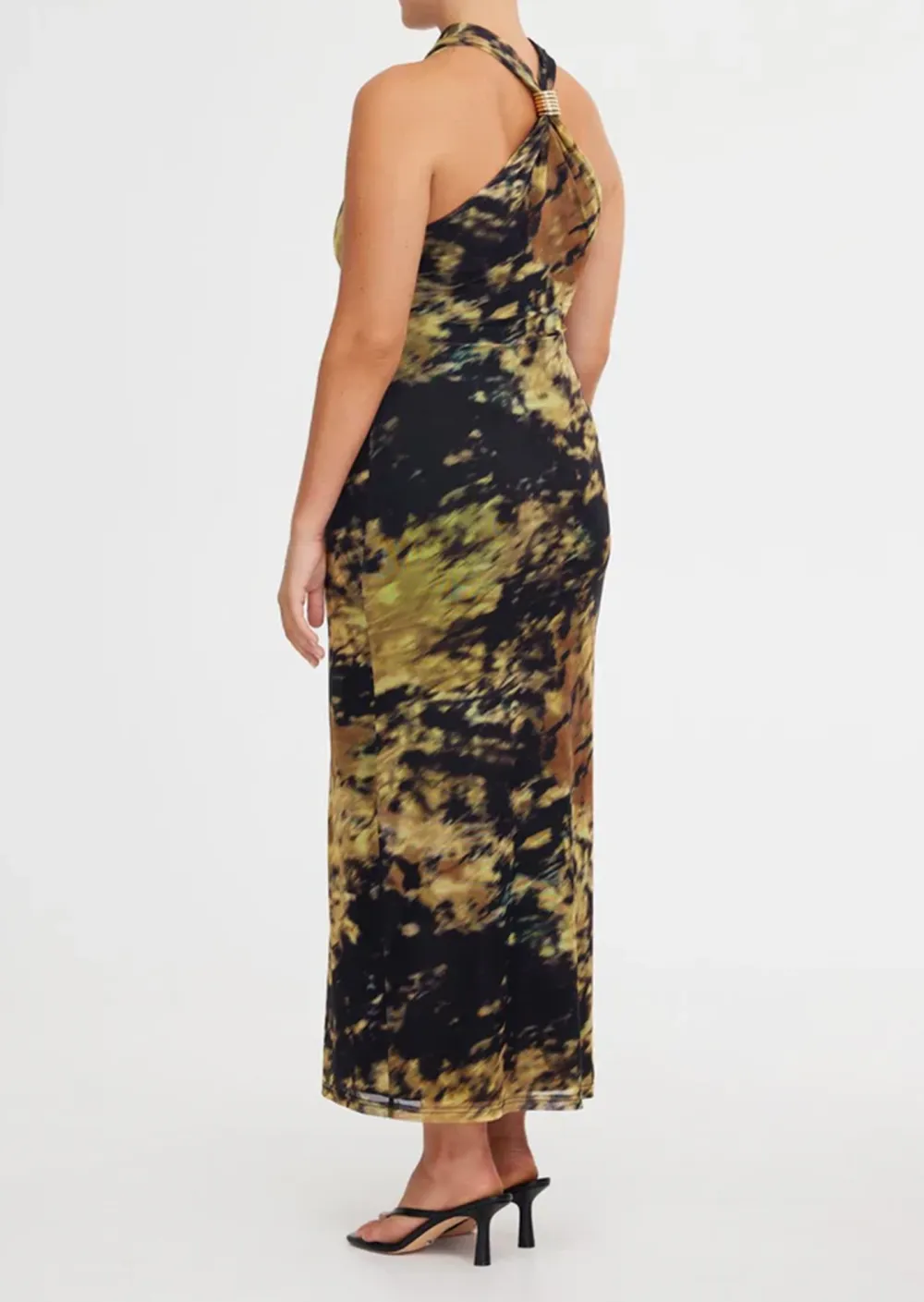 Halter Neck Midi Dress with Abstract Print