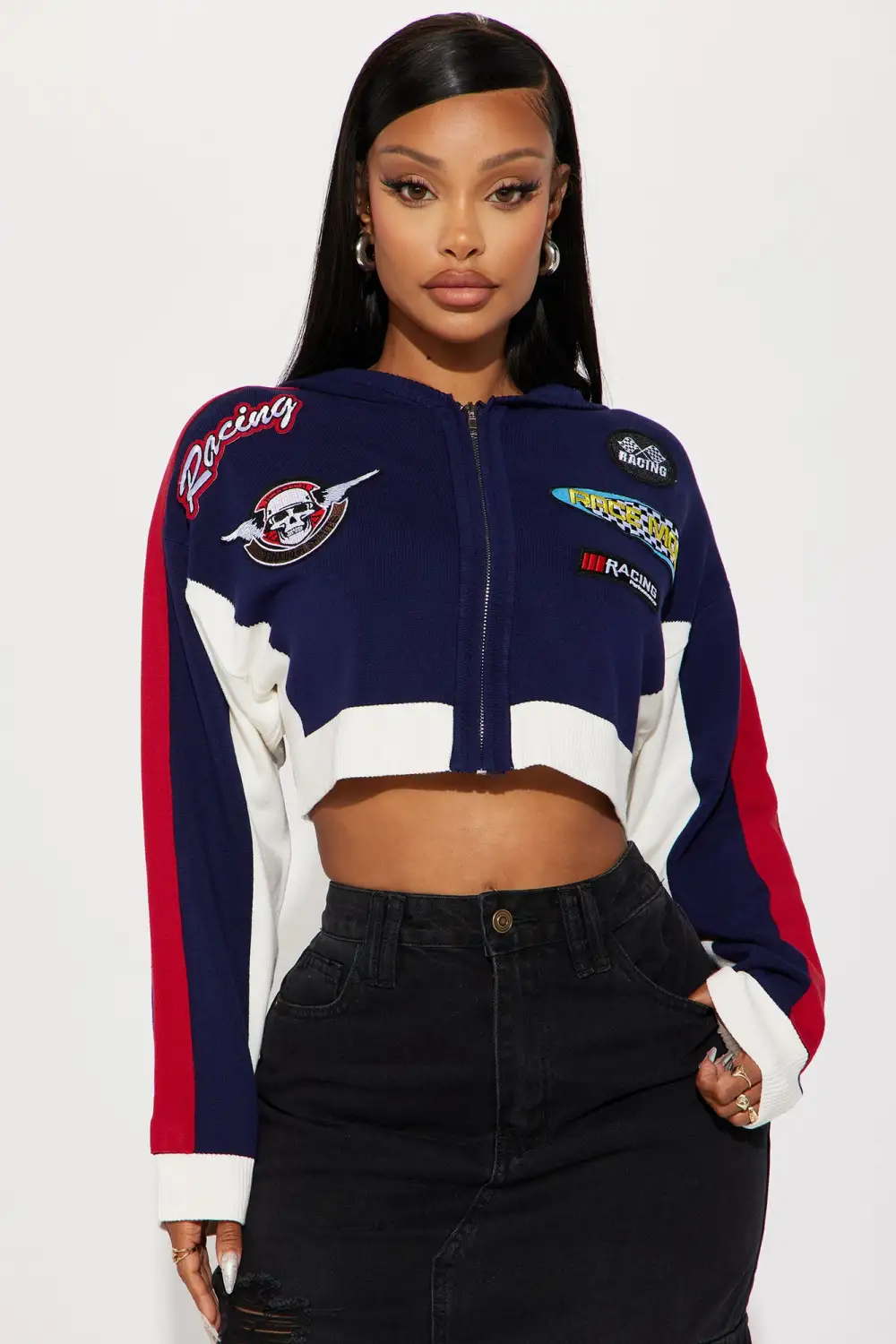 Rough Racer Moto Sweater - Navy/combo