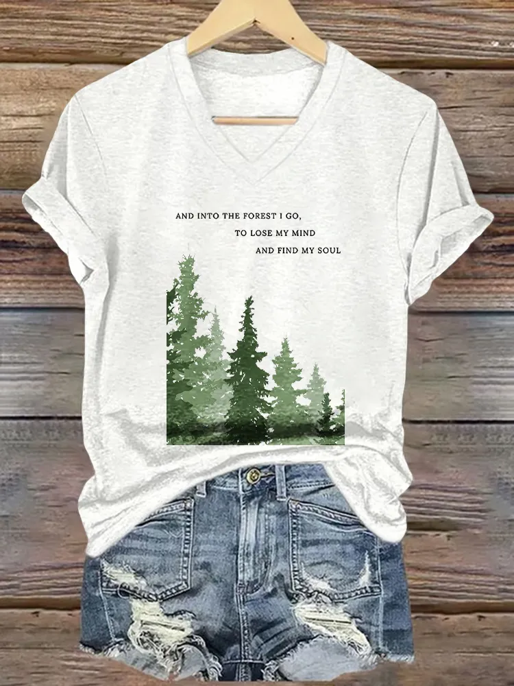 Women'S And Into The Forest I Go, To Lose My Mind And Find My Soul V-Neck T-Shirt
