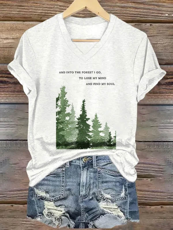 Women'S And Into The Forest I Go, To Lose My Mind And Find My Soul V-Neck T-Shirt