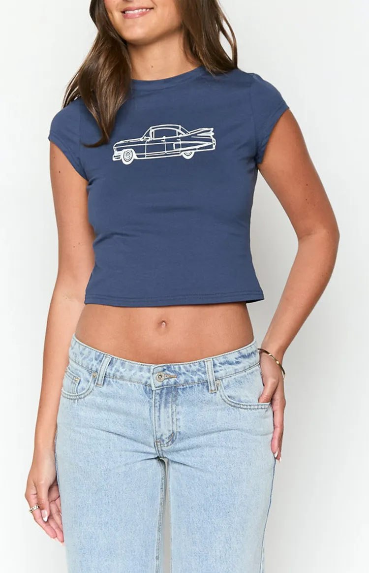 Navy Car Baby Tee