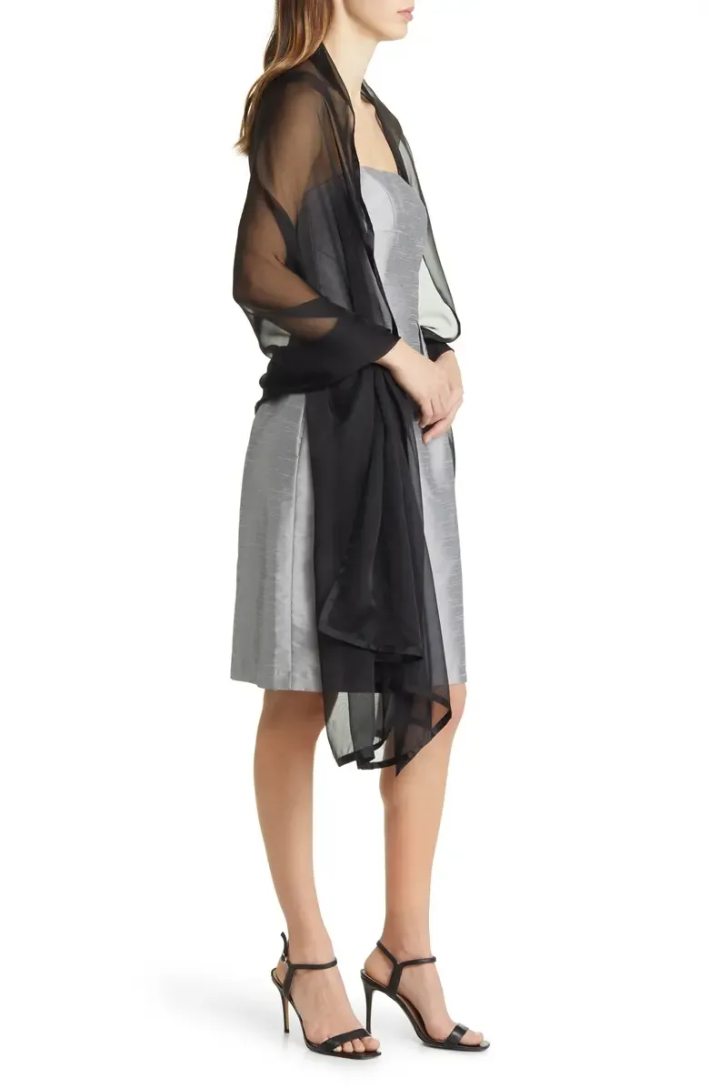 Satin Border Silk Chiffon Scarf